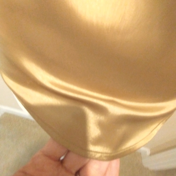 Vintage INC International Concepts Shimmery Gold Fitted Wrap Blouse - Picture 8 of 11